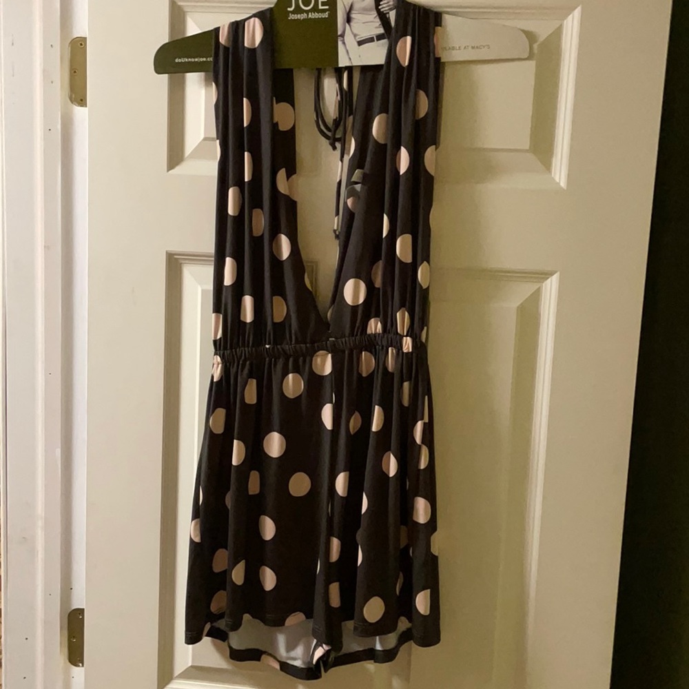 Green polka dot swim coverup romper